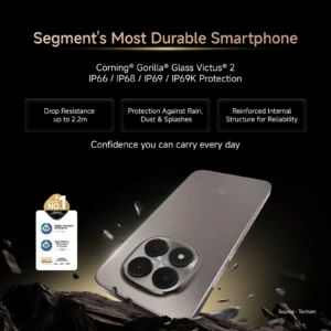 Redmi Note 15 Pro 5G water and dust resistance IP69K with Gorilla Glass Victus 2