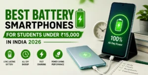 Best battery smartphones for students under 15000 in India 2026 with all day backup