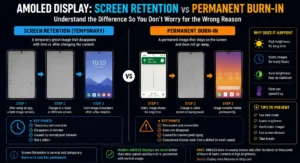 Difference between AMOLED screen retention and permanent burn-in