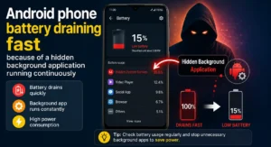 Android phone battery draining fast because of a hidden background application running continuously