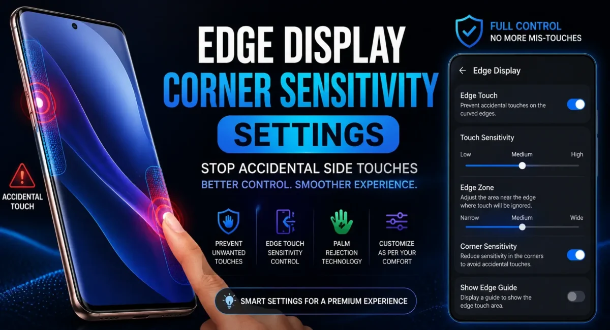 Edge display corner sensitivity settings on premium phones to stop accidental side touches