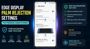 Edge display palm rejection settings for premium smartphones