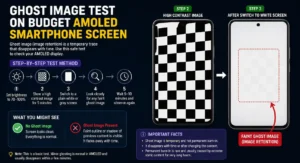 Ghost image test on budget AMOLED smartphone screen