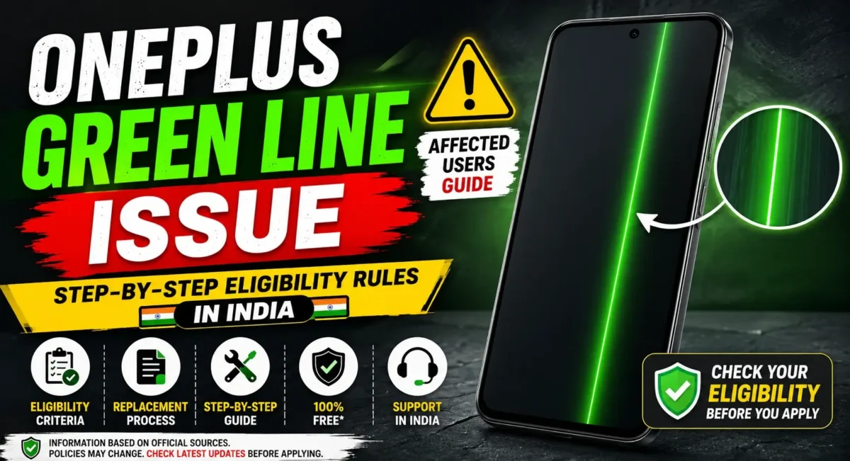 OnePlus green line issue free screen replacement eligibility rules in India explained step by step