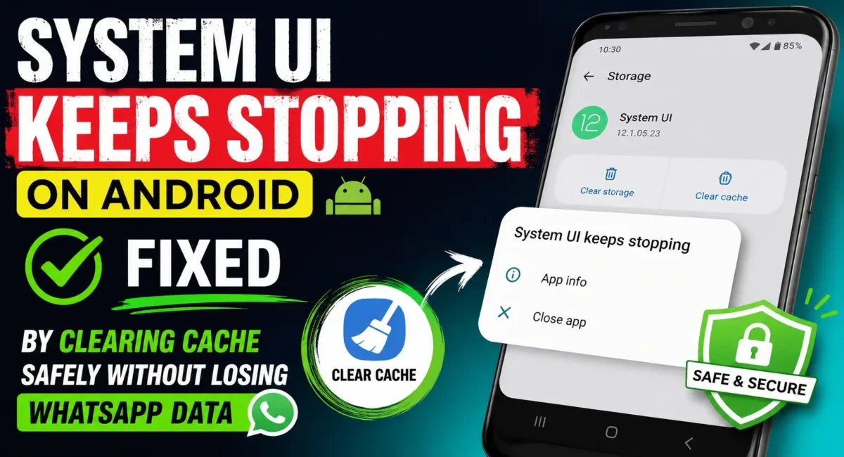 System UI keeps stopping on Android fixed by clearing cache safely without losing WhatsApp data