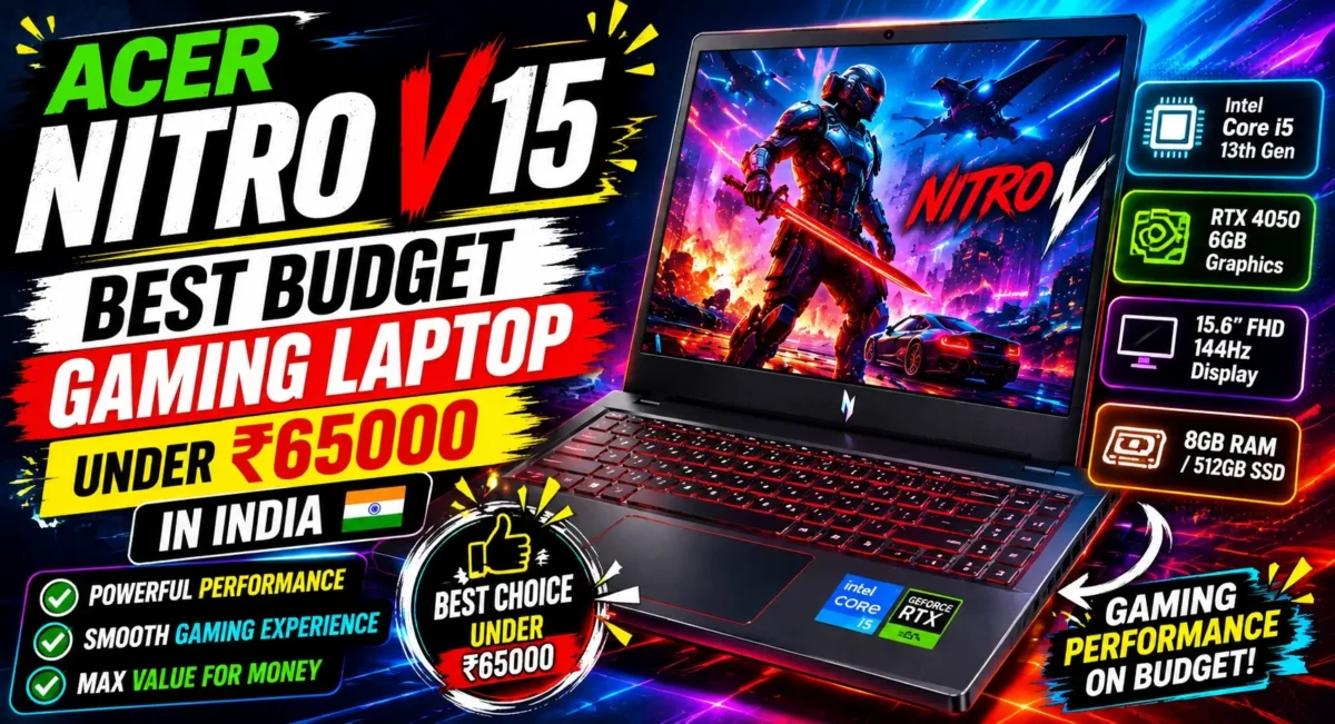 Acer Nitro V 15 best budget gaming laptop under ₹65000 in India