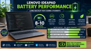 Lenovo IdeaPad battery performance for coding students long backup India