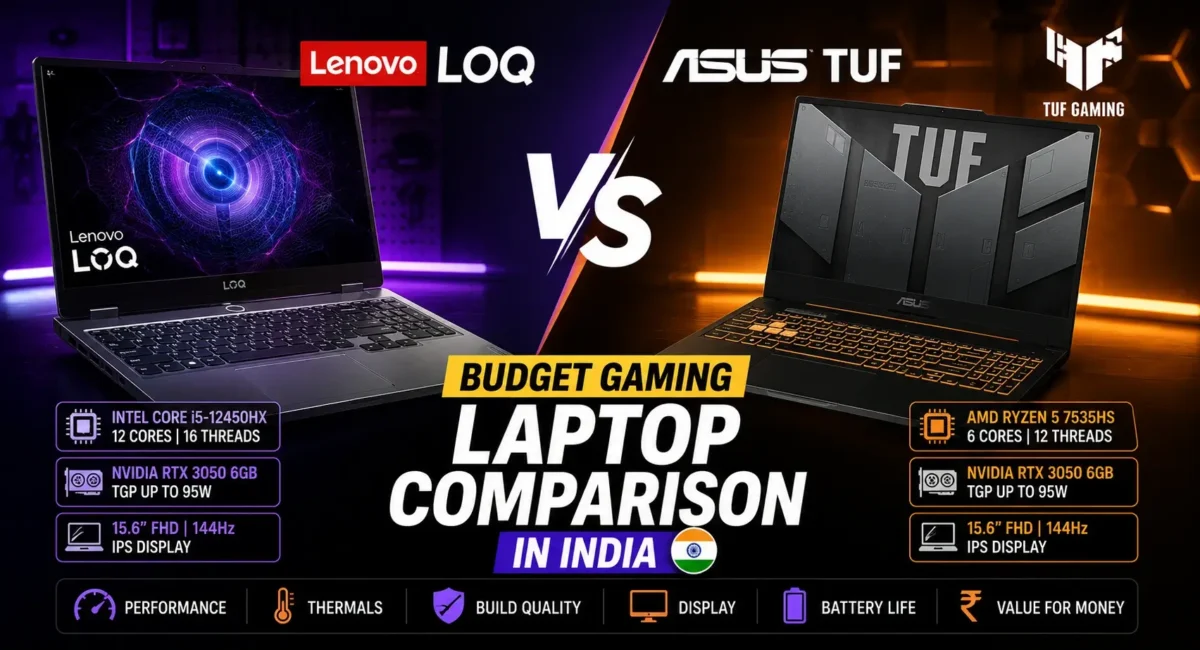 Lenovo LOQ vs ASUS TUF budget gaming laptop comparison in India for gaming performance and value for money