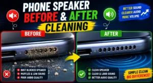 Android Speaker Low Volume Fix : Phone speaker before and after cleaning dust using a sound frequency speaker cleaner app.