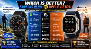 Which is better Samsung or Apple Ultra smartwatch comparison for best battery display and outdoor usage